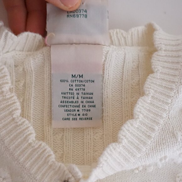 Northern Reflections White Knit Cardigan Floral Embroidered Grandmacore M Cotton - Picture 12 of 12